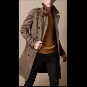 BURBERRY BRIT WOOL TWEED TRENCH COAT